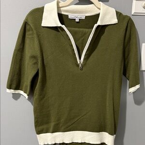 Red Haute Olive and White Half-Zip Top and matching bottom